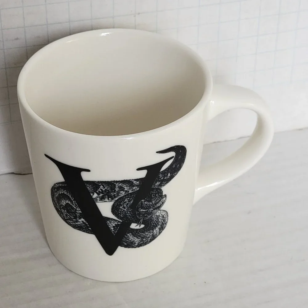 New Williams Sonoma Coffee Mug Cup Vandalized Viper Snake Rory Dobner Letter V
